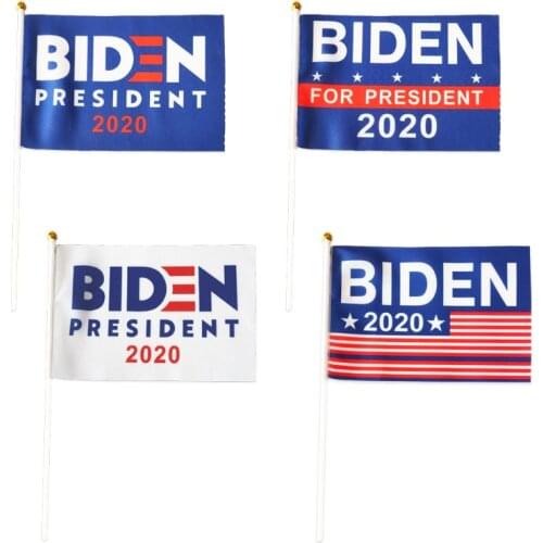 10Pcs Small Mini Handheld Waving Stick Flag President 2020 Election BODEN Support Democrat Banner Parades Parties Celebration