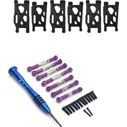 2 Set RC Car Part: 1 Set Front/Rear Swing Arm RC Suspension Arm & 1 Set Linkage Servo Pull Rod Steering Tie Rod Set