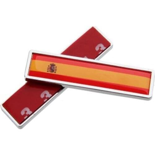 2Pcs/Lot Spain Flag Metal Car Sticker Decorate Sticker Emblem Badge For Spain National flag Cars
