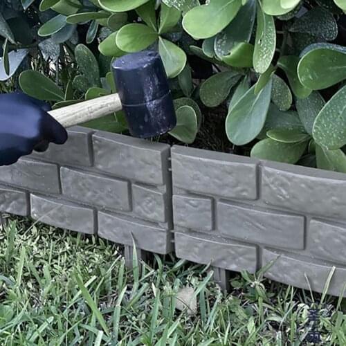 4 Pcs Folding Landscape Flower Fence-Path Garden Plant Border Edging Lawn Imitation Stone Fence Grounding Fence Bed Border