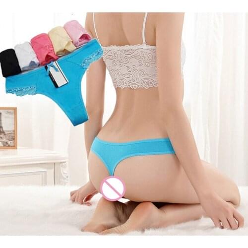 5color Cotton lace Womens Sexy Thongs G-string Underwear Panties Briefs For Ladies T-back bikini lingerie 6pcs/lot 87319