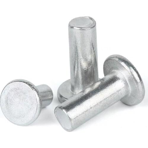 100Pcs M3 M4 M5 M6 GB109 Aluminium Solid Rivets AL Knock Flat Head Rivet