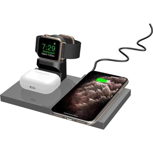 3 In 1 Fast Wireless Charger For iPhone 11 12 pro max SE XR AirPods Pro iWatch Wireless Charging Stand Station For Samsung Buds