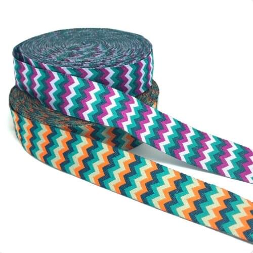 3/4'' 20mm 10y/lot Colored wavy lines series restoring ancient Woven Jacquard Ribbon dog chain accessories KTZD16040101