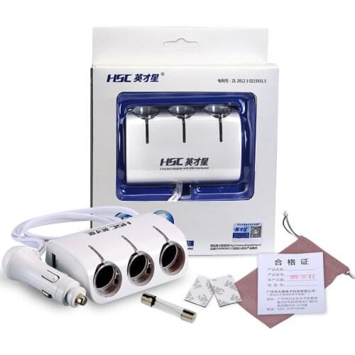 Elite Star Dual Core USB Vehicle One Three Point Smoke Device 120W One Tow Three Black and White YC-401