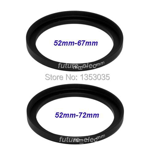 Hot Sale! 2Pcs 52mm to 67mm 72mm 52 67 72 mm Metal Step-Up Step Up Ring Camera Lens Filter Stepping Adapter Hood Holder Cap V022