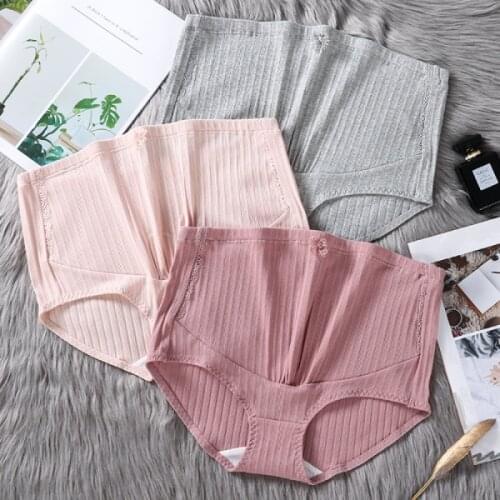 High Waist Adjustable Belly Cotton Maternity Panties with Lace Underwear Clothes for Pregnant Women Pregnancy Briefs
