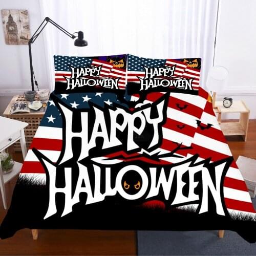 Halloween Duvet cover set Bat with Pumpkin Bedding set 3pcs Festival quilt cover Orange pillowcases fashion home textile