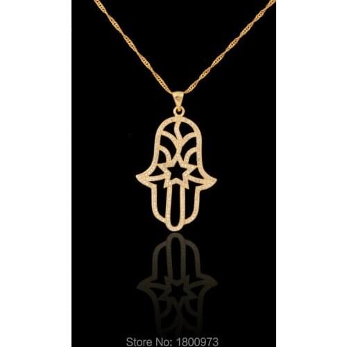 Lasted Hamsa Hand Pendant . Gold Filled Exquisite Zircon Charm Pendant Fashion Jewelry Middle East Arabic Kenya Ethiopia