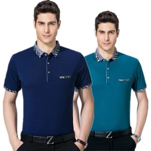 Summer Mens European and American Polo Shirt Lapi Collar Short-sleeved Mens Large-size Workwear Bottom Shirt