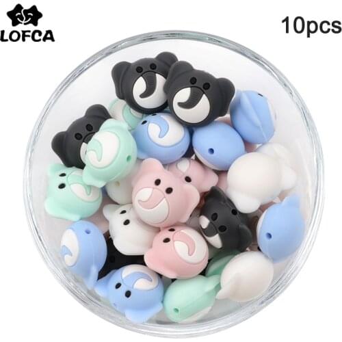 LOFCA 10pcs Elephant Silicone Beads BPA Free Silicone Teether Food Grade Baby silicone teething beads Chew Toy Making Accessory