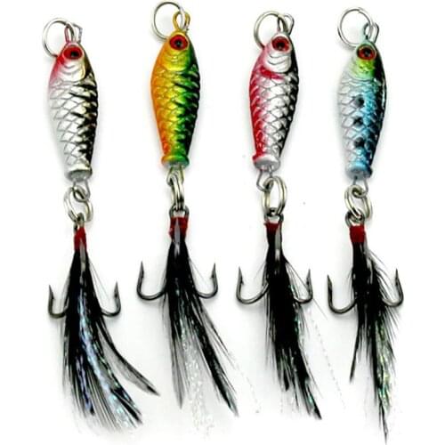 None 4Pcs Fishing Baits Set 6.4g 2.5cm Metal Fishing Lure Artificial Minnow Hard Bait with Treble Hooks