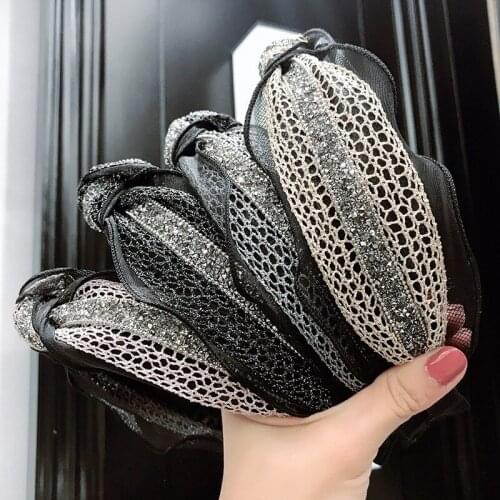 Fashion Women Headbands High Quality Lace Wide-brimmed Headband Girls classical Hair Hoop Hair Accessories Hollow Mesh Headwear