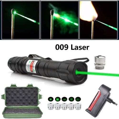 Powerful laser burning equipment hunting green laser sight 5 milliwatt adjustable focus 2 in 1 laser cap with 18650 battery