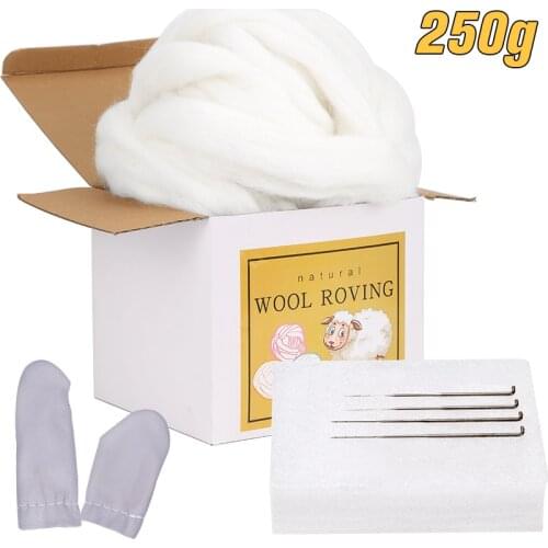KAOBUY 250g wool feilting kit needle felting wool Wool Fiber wool Roving For Felting Materials Handmade Felt Needle For Beginner