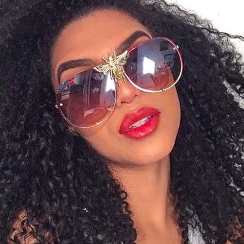 Oversized Pilot Sunglaases Men Women Trendy Brand Bee Sun Glasses Gradient Shades Lens Ladies UV400 Oculos