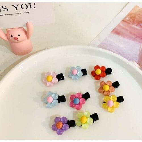 Oaoleer 8Pcs/Set Ins Cute Color Flower Hairpin For Girls Resin Hair Clips Barrettes Women Korean Sweet Cute Hair Accessories