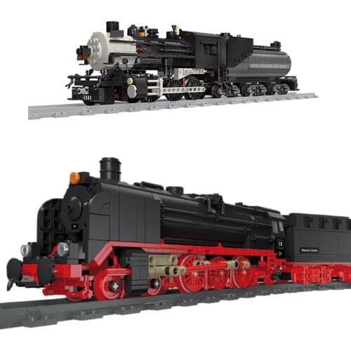 Technical City Retro Steam Train Railway Car Sets Model Building Blocks Tracks Locomotive Kids DIY Toys Gifts for Children Boys