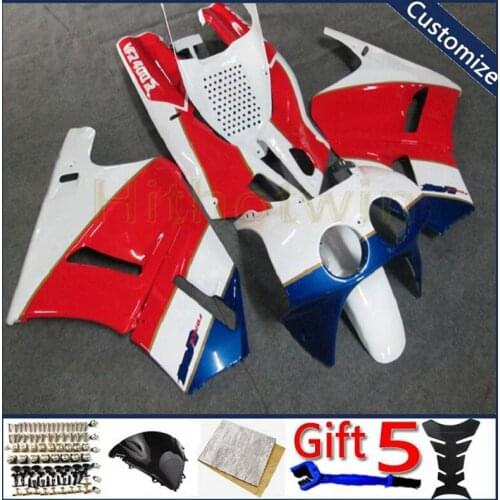 Custom motorcycle cowl For VFR400R NC30 1989 1990 1991 1992 1993 VFR 400R NC30 bodywork kit white red motorcycle fairing