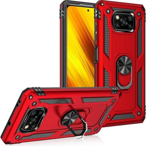 Heavy Duty Rugged Cover Ring Bracket Magnetic Holder Shockproof Kickstand case+Screen Protector For Xiaomi Poco X3 NFC Cover