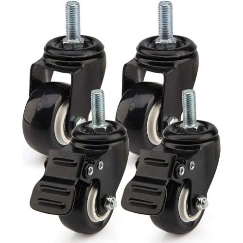 4 x Heavy Duty 50mm PU Rollers Swivel 50kg Castor Wheels Trolley Furniture Caster Universal Mute Wheel Replacement Office Chair