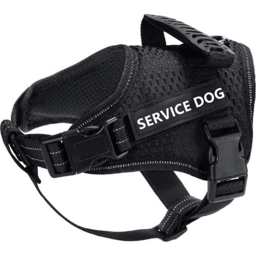 Dog Harness Adjustable Reflective Pet Vest with Easy Control Handle for Large Medium Small Dogs , Black / PET-K9