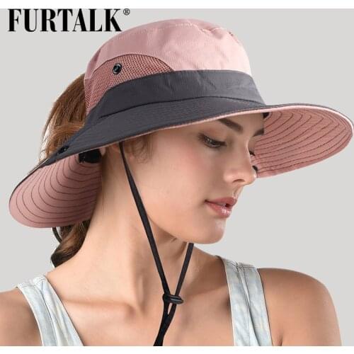 FURTALK Safari Sun Hats for Women Summer Hat Wide Brim UV UPF Protection Ponytail Outdoor Fishing Hiking Hat for Female 2019