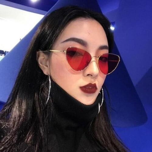 Trendy Tinted Color Vintage Shaped Sun glasses Drop Shaped Ocean Cat Eye Sunglasses Women Brand Designer Oculos de sol
