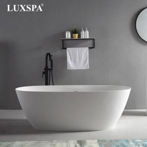 Modern Design Thin Edge Artificial Stone Solid Surface Bathtub IN Matt White