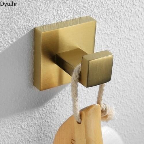 Modern minimalist brushed gold single coat hook stainless steel kitchen and bathroom hook Nordic bathroom golden hook DyuIhr