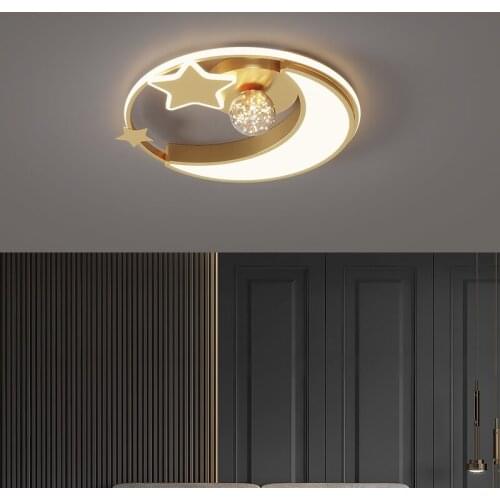 Minimalist Luster Black Gold Star Round LED Ceiling Light for Bedroom Living Dining Study Room Kitchen Entrance Hall Indoor Deco