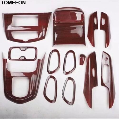 TOMEFON For For Nissan Terra 2018 ABS Wood Print Inner Door Handle Window Switch Gear Shift Panel Interior Trim