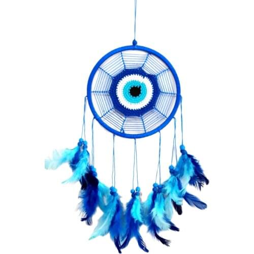 Evil Eye Beaded Bird Feather Handmade Wall Ornament