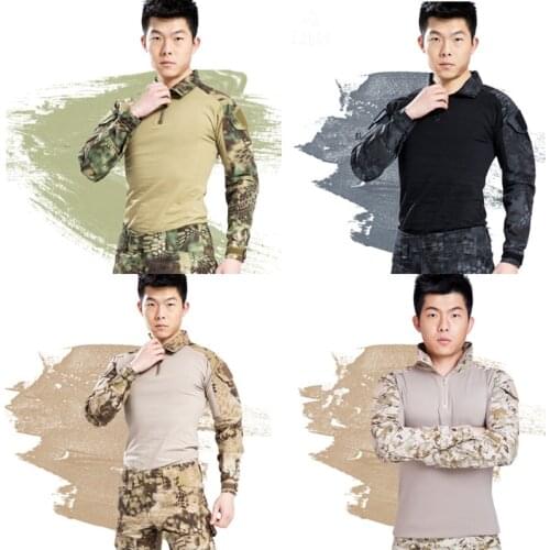 Military Uniform Multicam Shirts Tactical Special Forces Camouflage Tops Outdoor Hunting Hiking Tactica Shirts Frog Clothing Men
