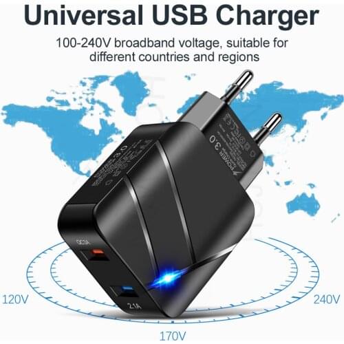 28W QC3.0 2.1A 2USB Mobile Phone Charger Fast Charging Adaptor EU/US Plug for iPhone Samsung Huawei USB Charger
