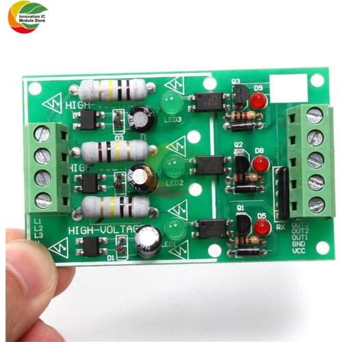 Ziqqucu 3CH 3 Channel AC 220V Optocoupler Isolation Board Module Isolated Board Testing Module No PCB Holder AC Detection