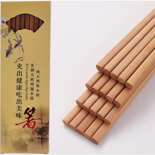 10 Pairs of Household Loaded Wood Without Paint Waxing Korean-style Japanese-style Hotel Household Chopsticks