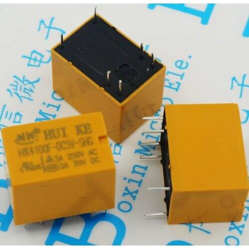 10pcs HK4100F-DC5V-SHG 5VDC 3A 250VAC Signal relay PCB Type 6 feet HK4100F-DC5V 3A 250 VAC New and original Free shipping