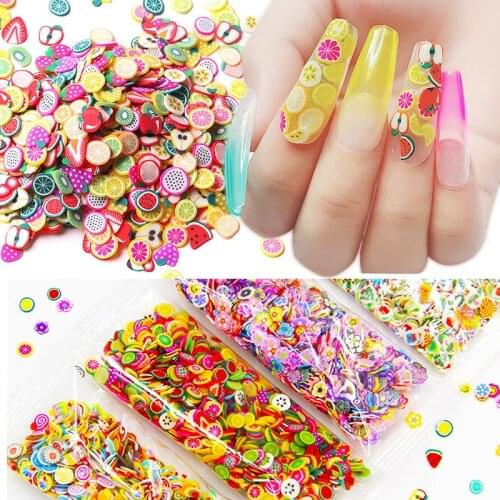 1000pcs/Bag 3D Tiny Cute Nails Art Accessories Star/Cartoon/Flower/Fruit/Feather Slices Slicing Nail Decorations