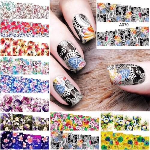 12 sheets lot flower water nails accessoires decals nail sticker for nail art decorations stickers A061-072 new arrive