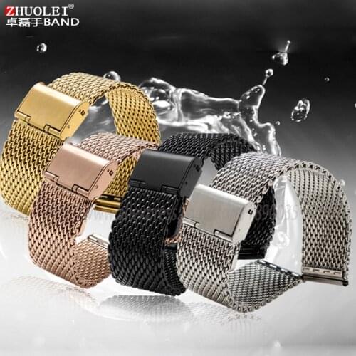 18mm 20mm 22mm 24mm High Quality straps Black&Silver&Gold&rose gold watchband Milan mesh stainless steel bracelet