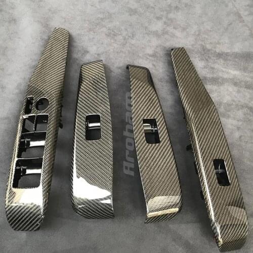 4Pcs Real Carbon Fiber Car Interior Door Armrest Window Lift Switch Panel For Toyota Camry 2018 2019 2020 2021 Left Driver