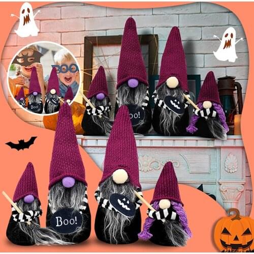 4 pieces of Magic Broom Dwarf Ornaments Atmosphere Props Decoration Halloween Faceless Doll Holiday Gift