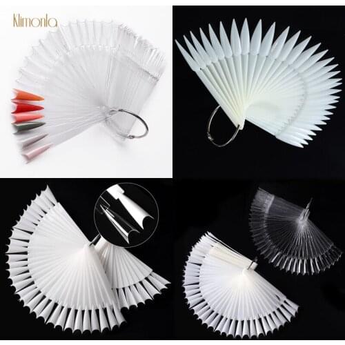 50Pcs/Set False Nail Tips Display Nature Transparent White UV Gel Polish Acrylic Nail Wheel Nails Art Stiletto Tip Salon Showing