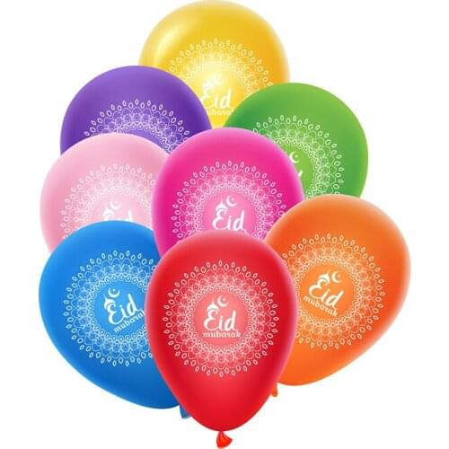 10pcs Eid mubarak Latex Helium Balloons,10inch Colorful Balloons, Muslim Ramadan Party Decoration, Happy Eid mubarak Decoration