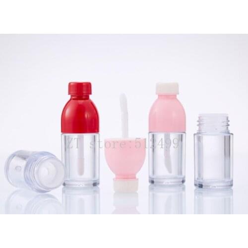 8ml 1/2/5pcs Empty Red/Pink Plastic Juice Bottle Lip Gloss Tube,DIY Clear lip gloss containers lipgloss bottle container