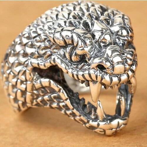 925 STERLING SILVER snake king RING jewelry Men jewelry gift A2279