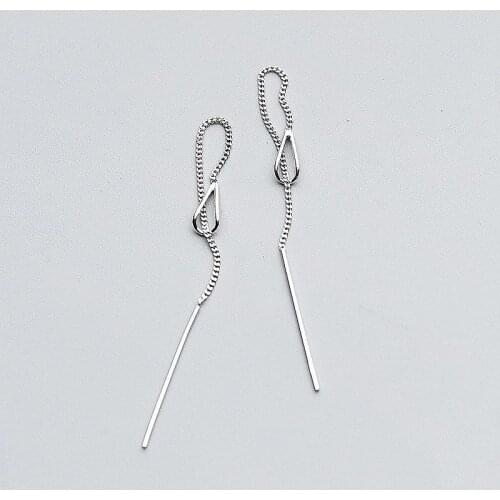 925 Sterling Silver Tassel Long Water Drop Charm Drop Earring For Women Girls Wedding Jewelry eh578