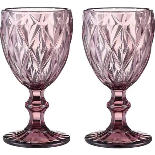 Wine Glass Goblet Cup 2 pcs / lot Color Retro Juice for Drinking Cup Spirits Wedding Party Wine Glasses 300ml 240ml