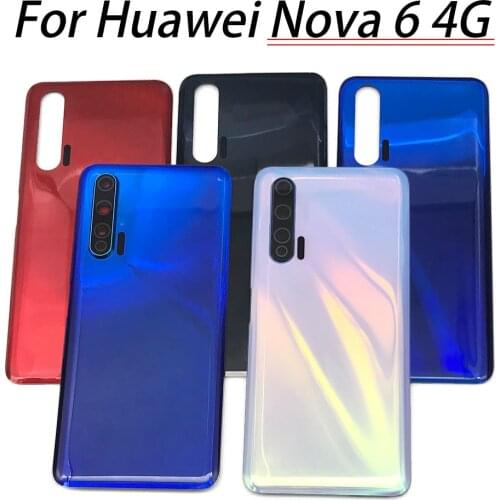 Back Battery Door Rear Housing Cover Case With Camera Glass For Huawei Nova 6 Nova6 4G Back Cover Housing With Camera Lens